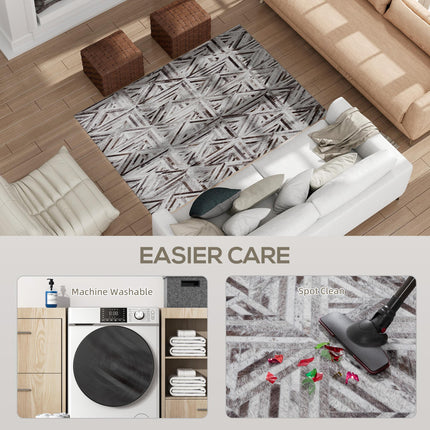 Modern Area Rug, Triangle Pattern Non-Slip Washable Rug, Chenille Floor Carpet