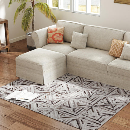 Modern Area Rug, Triangle Pattern Non-Slip Washable Rug, Chenille Floor Carpet
