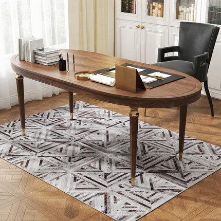 Modern Area Rug, Triangle Pattern Non-Slip Washable Rug, Chenille Floor Carpet