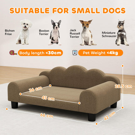 Elevated Dog Sofa Bed, Breathable Pet Sofa with Backrest and Armrest for Small Dogs, Brown