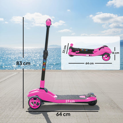Three-Wheel Foldable Electric Scooter for Kids Aged 6-10 Years, Pink