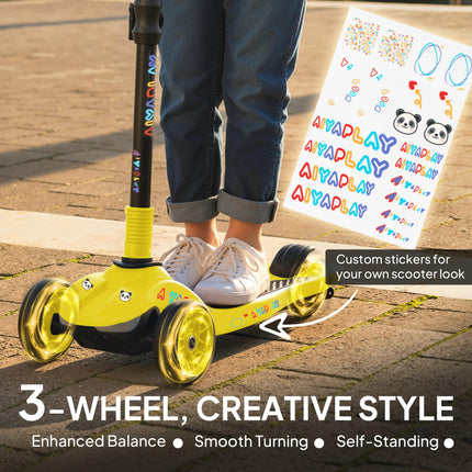 Three-Wheel Foldable Electric Scooter for Kids Aged 6-10 Years, Yellow