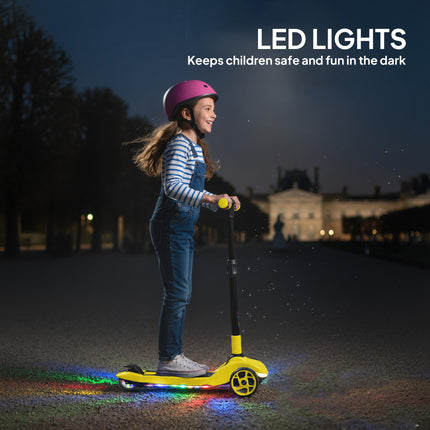 Three-Wheel Foldable Electric Scooter for Kids Aged 6-10 Years, Yellow