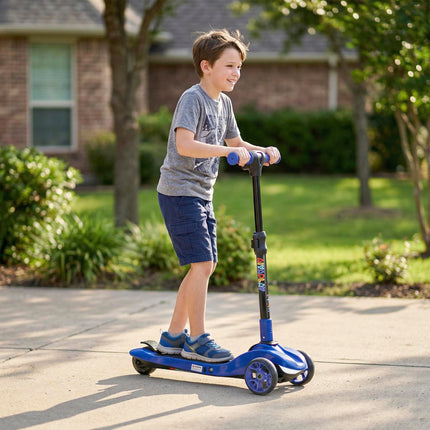 Three-Wheel Foldable Electric Scooter for Kids Aged 6-10 Years, Blue