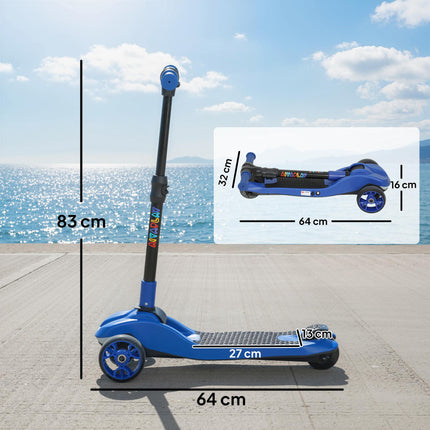 Three-Wheel Foldable Electric Scooter for Kids Aged 6-10 Years, Blue