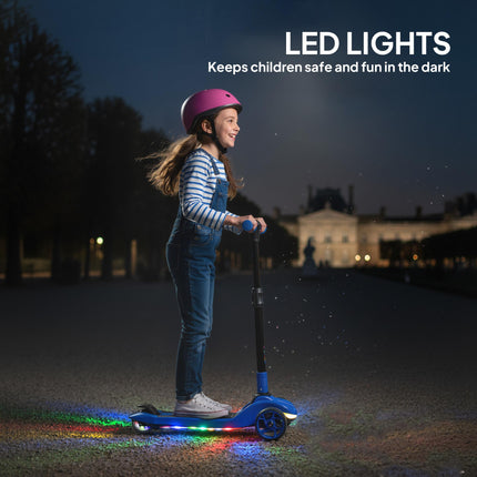 Three-Wheel Foldable Electric Scooter for Kids Aged 6-10 Years, Blue