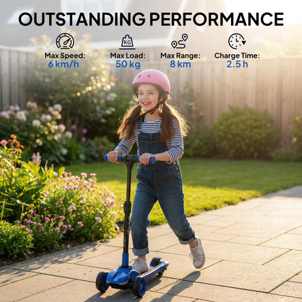 Three-Wheel Foldable Electric Scooter for Kids Aged 6-10 Years, Blue