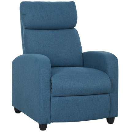 135¬∞ Push Back Recliner Armchair, with Footrest - Blue