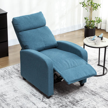 135¬∞ Push Back Recliner Armchair, with Footrest - Blue