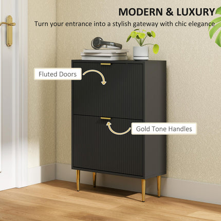 Elegant Two-Drawer Shoe Cabinet - Black