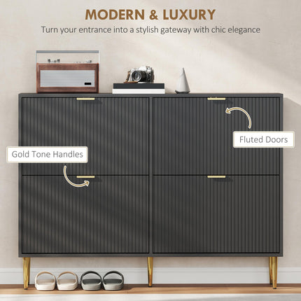 Elegant Four-Drawer Shoe Cabinet - Black