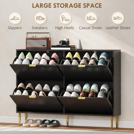 Elegant Four-Drawer Shoe Cabinet - Black