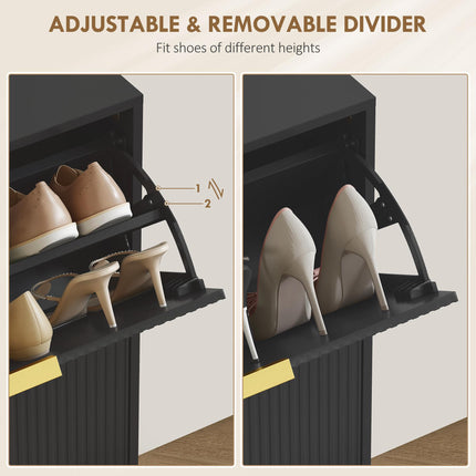 Elegant Four-Drawer Shoe Cabinet - Black