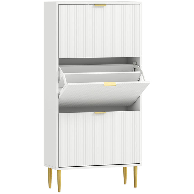 Elegant Three-Drawer Shoe Cabinet - White