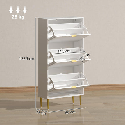 Elegant Three-Drawer Shoe Cabinet - White