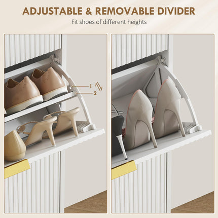 Elegant Three-Drawer Shoe Cabinet - White
