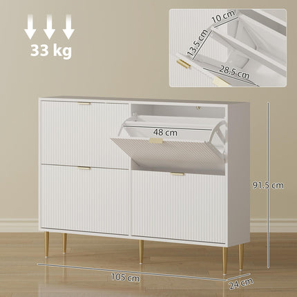 Elegant Four-Drawer Shoe Cabinet - White