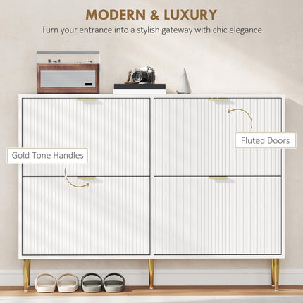 Elegant Four-Drawer Shoe Cabinet - White