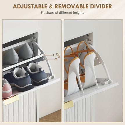 Elegant Four-Drawer Shoe Cabinet - White