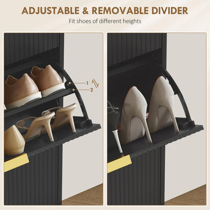 Elegant Three-Drawer Shoe Cabinet - Black