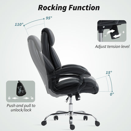 Executive Office Chair with Spring Padding - Black