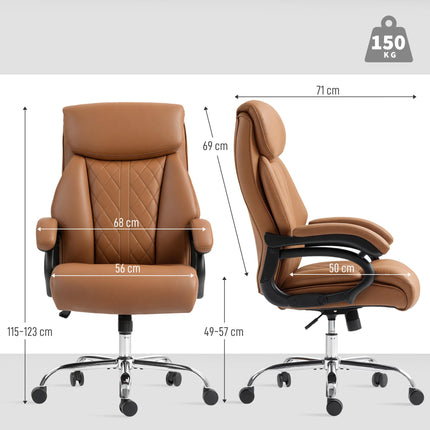 Spring Padded Faux Leather Office Chair with Super Padded, Reclining Office Chair - Light Brown