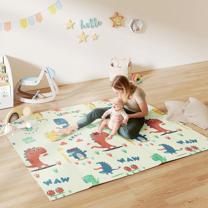 Baby Play Mat, Double Sideded Foldable Kids Crawling Mat, Reversible & Waterproof, Dinosaur