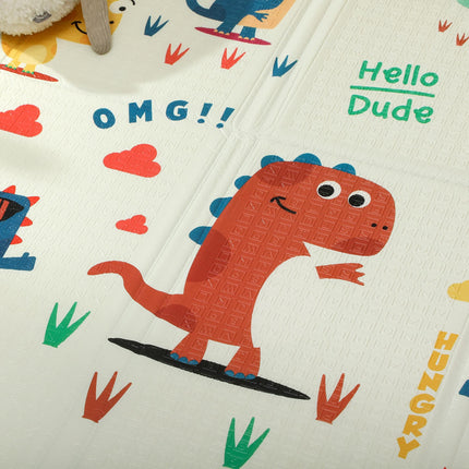 Baby Play Mat, Double Sideded Foldable Kids Crawling Mat, Reversible & Waterproof, Dinosaur