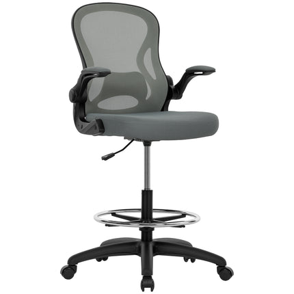 Drafting Chair, Ergonomic Tall Office Chair with Flip-up Armrests, Mesh Back, Lu