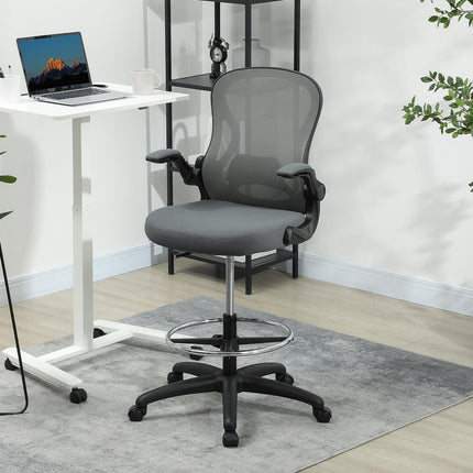 Drafting Chair, Ergonomic Tall Office Chair with Flip-up Armrests, Mesh Back, Lu