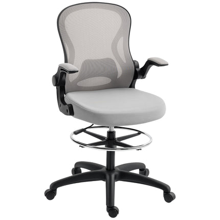 Adjustable Mesh Standing Desk Chair with Flip-up Armrests Lumbar Support Armrest