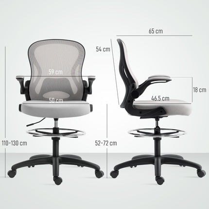 Adjustable Mesh Standing Desk Chair with Flip-up Armrests Lumbar Support Armrest