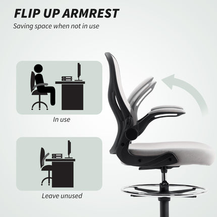 Adjustable Mesh Standing Desk Chair with Flip-up Armrests Lumbar Support Armrest