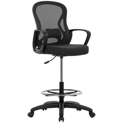 Drafting Chair with Adjustable Footrest, Ergonomic Mesh Office Chair with Lumbar