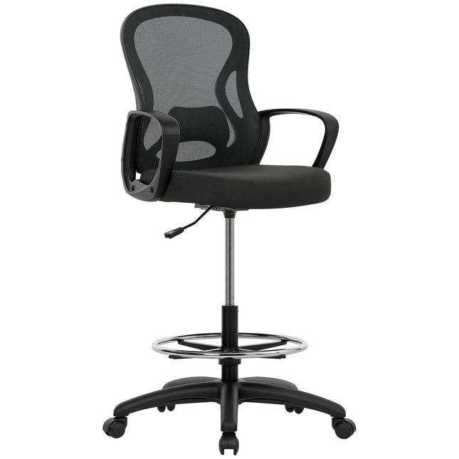 Drafting Chair with Adjustable Footrest, Ergonomic Mesh Office Chair with Lumbar
