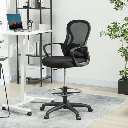 Drafting Chair with Adjustable Footrest, Ergonomic Mesh Office Chair with Lumbar