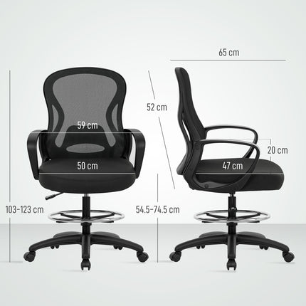 Drafting Chair with Adjustable Footrest, Ergonomic Mesh Office Chair with Lumbar