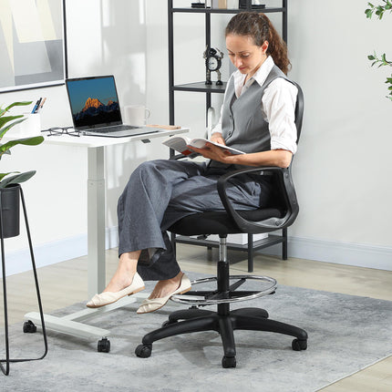 Drafting Chair with Adjustable Footrest, Ergonomic Mesh Office Chair with Lumbar
