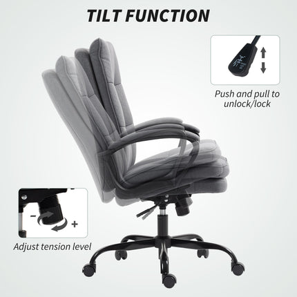 Double Padded Linen-Look Office Chair - Charcoal Grey