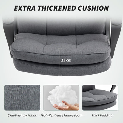 Double Padded Linen-Look Office Chair - Charcoal Grey