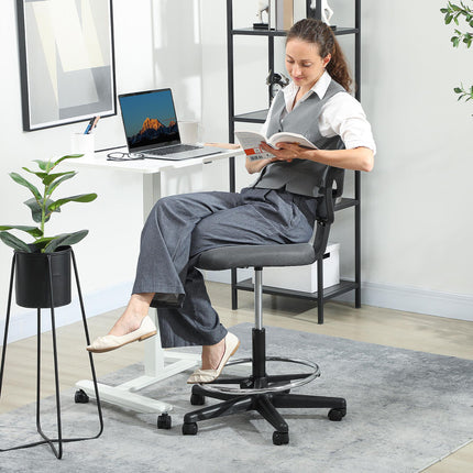 Ergonomic Mesh Standing Desk Chair with Adjustable Footrest Ring and Seat Height Charcoal Grey