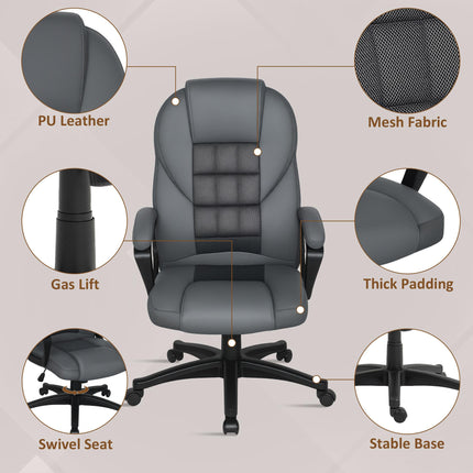 Faux Leather Office Chair - Charcoal Grey