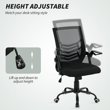 Mesh Office Chair, Computer Desk Chair with Flip-up Armrests Lumbar Back Support