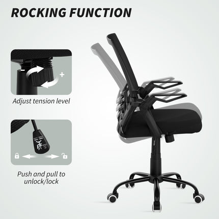 Mesh Office Chair, Computer Desk Chair with Flip-up Armrests Lumbar Back Support