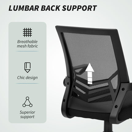 Mesh Office Chair, Computer Desk Chair with Flip-up Armrests Lumbar Back Support