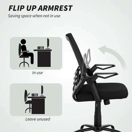 Mesh Office Chair, Computer Desk Chair with Flip-up Armrests Lumbar Back Support