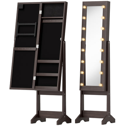 Freestanding Mirrored Jewellery Storage Cabinet - Dark Brown