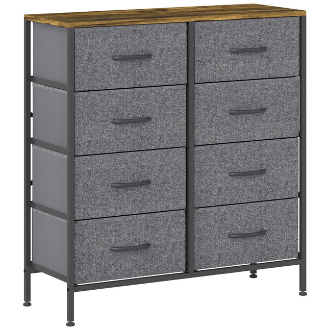 Fabric Chest of Drawers Industrial Bedroom Dresser with 8 Fabric Drawers Steel