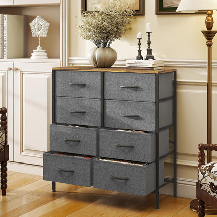 Fabric Chest of Drawers Industrial Bedroom Dresser with 8 Fabric Drawers Steel
