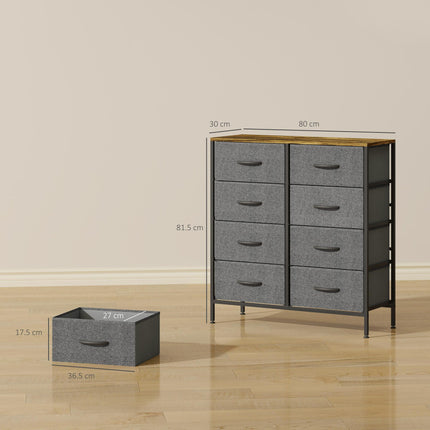 Fabric Chest of Drawers Industrial Bedroom Dresser with 8 Fabric Drawers Steel